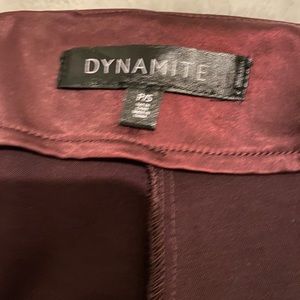 Dynamite burgundy slip skirt; satin like material with slit. Size small. MIDI